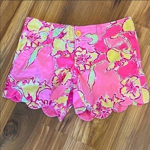 Lilly Pulitzer Pink Floral Shorts 0 2 XS